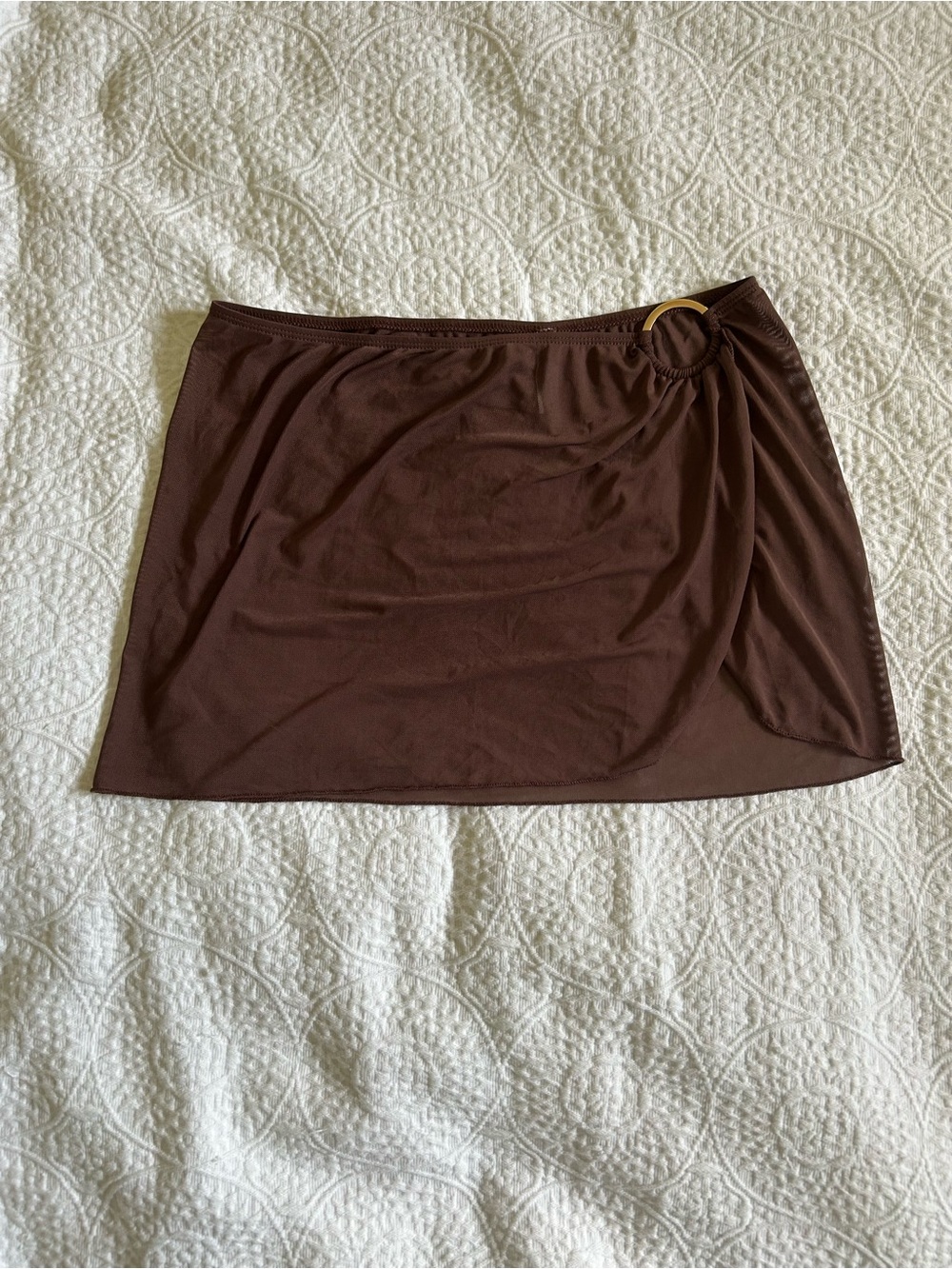 Brown Swim Skirt Coverup with Side Ring